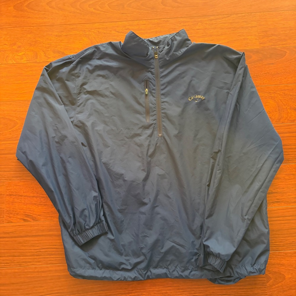 Callaway Mens XL Navy Blue 1/4 Zip Golf Windbreaker Jacket Pullover Gorpcore XL